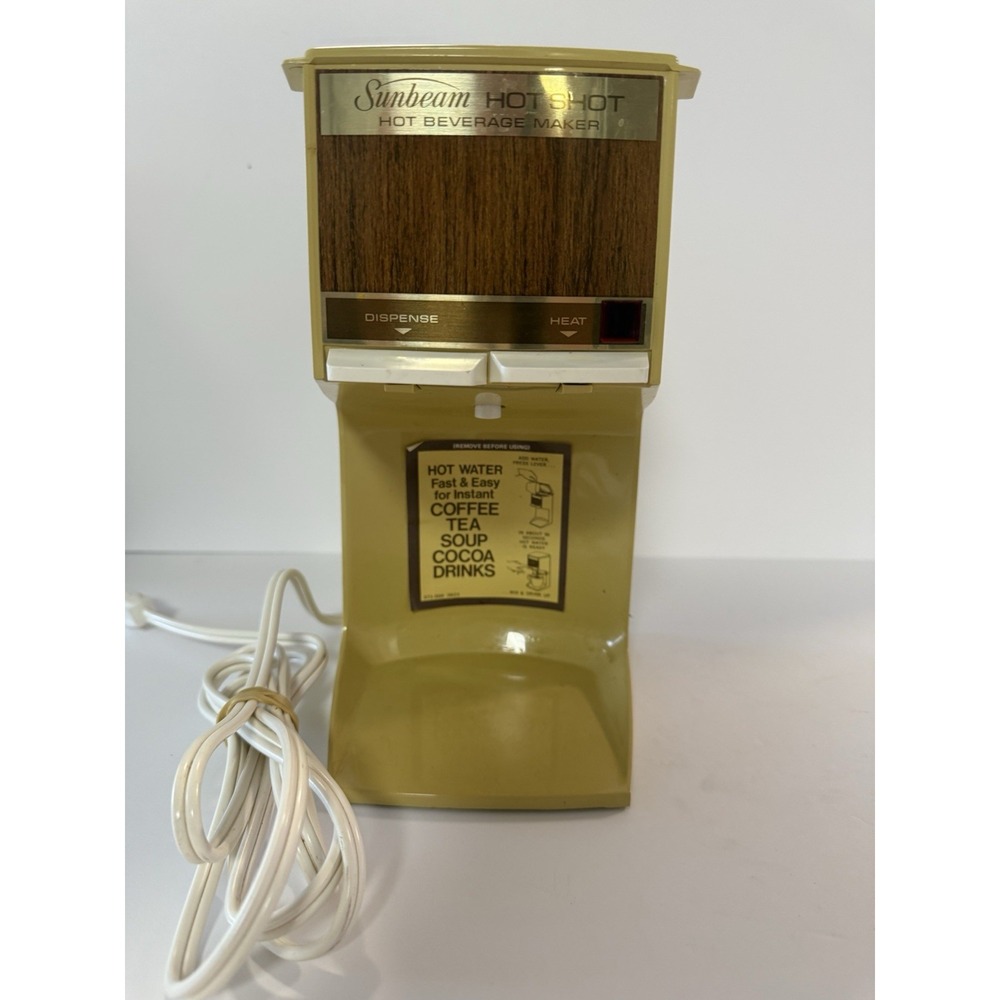 Vintage Sunbeam Hot Shot Beverage Maker Harvest Gold Works! Wood Grain Retro
